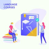 LANGUAGE COURSES BUSINESS vector illustration LANGUAGE COURSES BUSINESS vector illustration