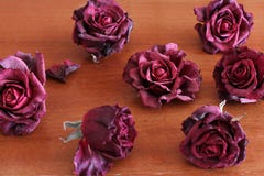 Langzaam verdwenen rozen op een houten achtergrond stock foto's Langzaam verdwenen rozen op een houten achtergrond stock foto's
