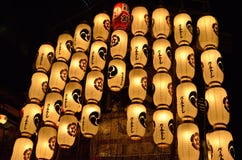 Lantaarns van Gion-festival, Kyoto Japan in Juli stock foto's Lantaarns van Gion-festival, Kyoto Japan in Juli stock foto's