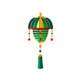 Lanterne de papier chinoise verte de ciel avec la construction complexe illustration stock Lanterne de papier chinoise verte de ciel avec la construction complexe illustration stock