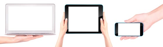 Lap-top, ψηφιακή ταμπλέτα και κινητό τηλέφωνο με το χέρι στοκ φωτογραφίες με δικαίωμα ελεύθερης χρήσης Lap-top, ψηφιακή ταμπλέτα και κινητό τηλέφωνο με το χέρι στοκ φωτογραφίες με δικαίωμα ελεύθερης χρήσης