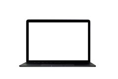 Laptop with blank screen isolated on white background, white aluminium body royalty free stock image Laptop with blank screen isolated on white background, white aluminium body royalty free stock image