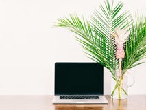 Laptop mit einem leeren schwarzen Schirm lizenzfreie stockbilder Laptop mit einem leeren schwarzen Schirm lizenzfreie stockbilder