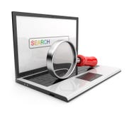Laptop With Magnifying. Searching The Internet. Stock Image