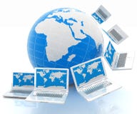 Laptops around the planet earth Royalty Free Stock Photo Laptops around the planet earth Royalty Free Stock Photo