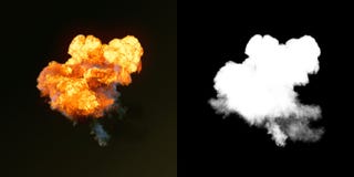 Large explosion with black smoke in dark plus alpha channel. 3d rendering vector illustration Large explosion with black smoke in dark plus alpha channel. 3d rendering vector illustration