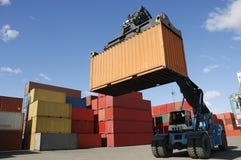 Large forklift-truck in port
