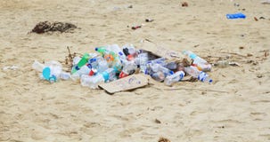 Large Garbage Dump Waste Of Plastic Bottles On The Sand Royalty Free Stock Photography