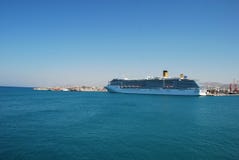 Large multideck cruise liner in the port of Heraklion on the island of Crete royalty free stock photos Large multideck cruise liner in the port of Heraklion on the island of Crete royalty free stock photos