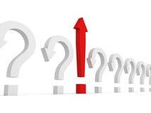 Large red exclamation mark arrow in questions row Royalty Free Stock Photo Large red exclamation mark arrow in questions row Royalty Free Stock Photo