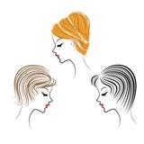 Largo trenza el pelo marr?n creativo, aislado en el fondo blanco Peinados de una mujer Conjunto de ilustraciones del vector stock de ilustración Largo trenza el pelo marr?n creativo, aislado en el fondo blanco Peinados de una mujer Conjunto de ilustraciones del vector stock de ilustración