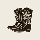 Las botas de vaquero siluetean en estilo retro ilustración del vector Las botas de vaquero siluetean en estilo retro ilustración del vector