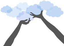 Las manos de la gente soportan la computación de la nube ilustración del vector Las manos de la gente soportan la computación de la nube ilustración del vector