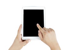 Las manos sirven el asiático y el finger que señalan en ipad imágenes de archivo libres de regalías Las manos sirven el asiático y el finger que señalan en ipad imágenes de archivo libres de regalías