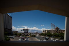 Las Vegas visto de una ventana grande foto de archivo Las Vegas visto de una ventana grande foto de archivo