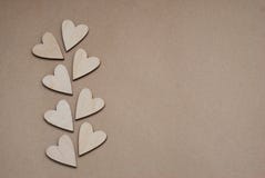 Laser Cutted Hearts For Greeting Cards, Craft Paper Background With Copy Paste. Stock Image