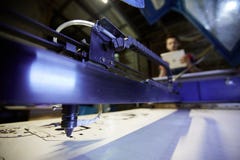 Free Laser Cutting Machine In Factory Workshop Stock Photography - 92750012