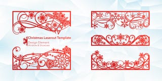 Laser-klippdesign för jul och nytt år Kontursnitt En uppsättning av mallen av hörnet och horisontalbeståndsdelar till royaltyfri illustrationer Laser-klippdesign för jul och nytt år Kontursnitt En uppsättning av mallen av hörnet och horisontalbeståndsdelar till royaltyfri illustrationer