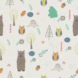 Lasowi zwierzęta bezszwowy wzoru ilustracji Lasowi zwierzęta bezszwowy wzoru ilustracji