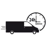 lastbilsymbol för hemsändning 24h - vektorillustration - som isoleras på vit Fotografering för Bildbyråer lastbilsymbol för hemsändning 24h - vektorillustration - som isoleras på vit Fotografering för Bildbyråer