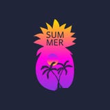 Lato karta z palmą i sylwetką ananas ilustracja wektor Lato karta z palmą i sylwetką ananas ilustracja wektor
