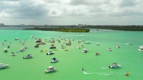 Lato w Miami plaży Powietrzny wideo strzelający z trutniem Haulover park zbiory Lato w Miami plaży Powietrzny wideo strzelający z trutniem Haulover park zbiory