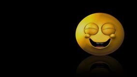Laughing Emoji on Reflective Black Background 4K Loop