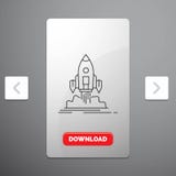 Launch, mission, shuttle, startup, publish Line Icon in Carousal Pagination Slider Design & Red Download Button royalty free illustration Launch, mission, shuttle, startup, publish Line Icon in Carousal Pagination Slider Design & Red Download Button royalty free illustration
