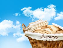 Laundry basket with towels