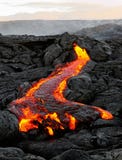 Hawaii Kilauea flowing lava in morning light royalty free stock photo Hawaii Kilauea flowing lava in morning light royalty free stock photo