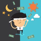 Lavoro dell'uomo duro ed indennità dei soldi illustrazione di stock Lavoro dell'uomo duro ed indennità dei soldi illustrazione di stock