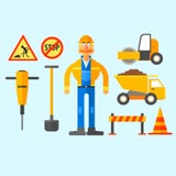 Lavoro di riparazione della strada Illustrazione di vettore royalty illustrazione gratis Lavoro di riparazione della strada Illustrazione di vettore royalty illustrazione gratis