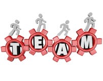 Lavoro di squadra di Team Gears Workers Marching Together illustrazione di stock Lavoro di squadra di Team Gears Workers Marching Together illustrazione di stock