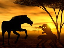 The Law of Nature. Illustration of lions attacking a zebra royalty free illustration The Law of Nature. Illustration of lions attacking a zebra royalty free illustration