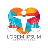 Man Holding Scales of Justice Logo. Law and Attorney Logo Design. stock illustration Man Holding Scales of Justice Logo. Law and Attorney Logo Design. stock illustration