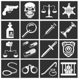 Law, order, police and crime icons