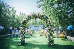 Layout Of Outdoor Wedding Scene Stock Photography