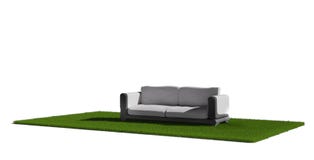 Leżanki kanapa na zielonej trawie 3d-illustration Ilustracji Leżanki kanapa na zielonej trawie 3d-illustration Ilustracji