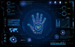 Le balayage futuriste de main identifient avec le calibre de fond de conception de moniteur d'écran d'interface d'élément de hud illustration stock Le balayage futuriste de main identifient avec le calibre de fond de conception de moniteur d'écran d'interface d'élément de hud illustration stock