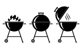 Le BBQ de grils a placé des icônes illustration stock Le BBQ de grils a placé des icônes illustration stock