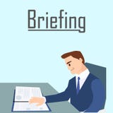 Le briefing d'affaires, documents de lecture d'homme rapportent illustration de vecteur Le briefing d'affaires, documents de lecture d'homme rapportent illustration de vecteur