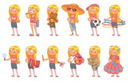 Le bébé se tient dans la pose semblable et tient de divers objets illustration libre de droits Le bébé se tient dans la pose semblable et tient de divers objets illustration libre de droits