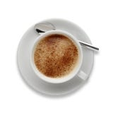 Le café de moka a tiré de ci-dessus sur le blanc, avec une ombre de baisse images libres de droits Le café de moka a tiré de ci-dessus sur le blanc, avec une ombre de baisse images libres de droits