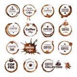 Le café sonne des insignes Labels avec les cercles sales du calibre de logo de restaurant de tasse de thé ou de café illustration libre de droits Le café sonne des insignes Labels avec les cercles sales du calibre de logo de restaurant de tasse de thé ou de café illustration libre de droits
