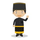 Le caractère du Brunei s'est habillé de la manière traditionnelle illustration libre de droits Le caractère du Brunei s'est habillé de la manière traditionnelle illustration libre de droits