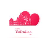 Le coeur et la silhouette rouges de la ville de Rome empaquettent des autocollants illustration libre de droits Le coeur et la silhouette rouges de la ville de Rome empaquettent des autocollants illustration libre de droits