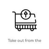 le contour sortent de l'icône de vecteur de chariot ligne simple noire d'isolement illustration d'élément de concept de commerce illustration stock le contour sortent de l'icône de vecteur de chariot ligne simple noire d'isolement illustration d'élément de concept de commerce illustration stock