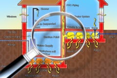 Le danger du gaz de radon dans nos maisons - illustration de concept illustration stock Le danger du gaz de radon dans nos maisons - illustration de concept illustration stock