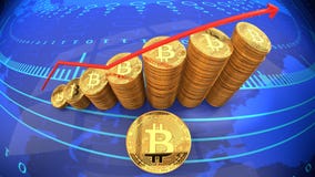 Le diagramme de Bitcoin, pièce de monnaie populaire d'Internet, devise numérique de cyber monte dans la valeur marchande et la po illustration de vecteur Le diagramme de Bitcoin, pièce de monnaie populaire d'Internet, devise numérique de cyber monte dans la valeur marchande et la po illustration de vecteur