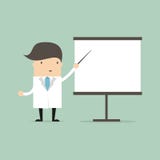 Le docteur montre l'indicateur sur le conseil blanc illustration de vecteur Le docteur montre l'indicateur sur le conseil blanc illustration de vecteur